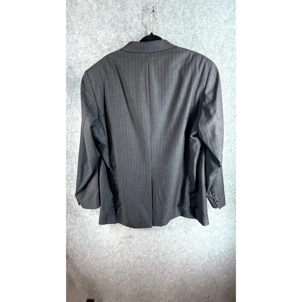 Chaps Ralph Lauren Mens Grey Pinstripe Wool Blazer Sport Coat Made in Canada